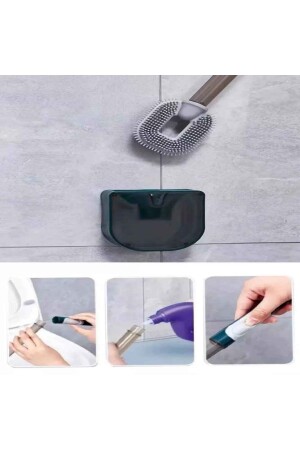 Pratik Doldurulabilir Deterjan Hazneli Bükülebilir Silikon Tuvalet Fırçası Wc Klozet Fırçası- 1 Adet TF-03 - 2