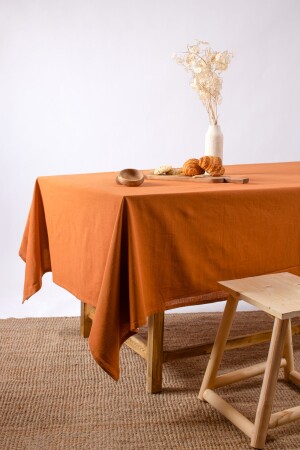 Premium-Leinen-Zimt-Tischdecke - Wellstil