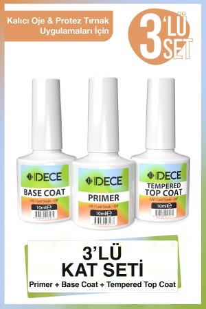Primer Base Coat Top Coat Kalıcı Oje Ve Protez Tırnak 10ml 3'lü Coat Set 8683089008307 - d dece
