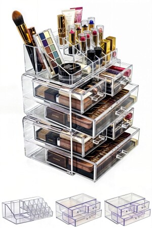 Prinzessinnen-Stifthalter, Pinselhalter, Make-up-Organizer-Set, 5 Ebenen, 6 Schubladen, Acryl-Organizer - Vivart