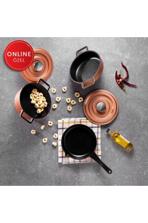 Pro Cast Mini Döküm Tencere Seti 5 Parça-rosegold 1S5737-20003-ROS01 - Schafer