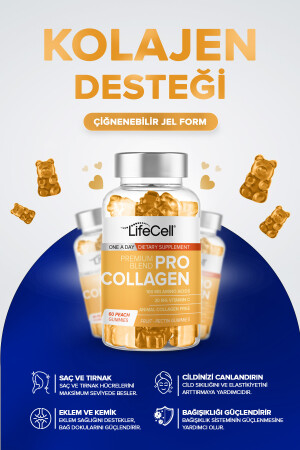 Pro Collagen - 60 Adet Gummie Hidrolize Kolajen Ve Vitamin C Içeren Cilt Bakım Gıda Takviyesi - 2