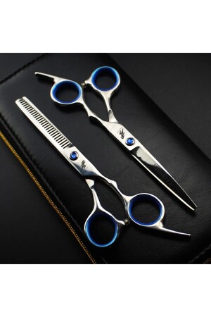 Professionelles 3-teiliges 6-Zoll-17-cm-Friseur-Haarscheren-Set mit Ledertasche, gerade Schere, mittlere Schere, Kamm - Valkyrie