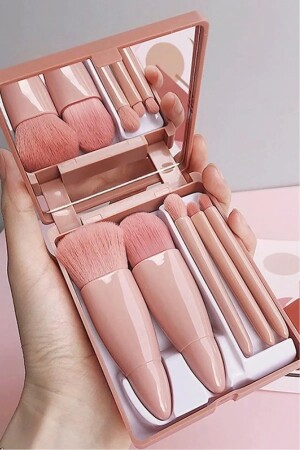 Profesyonel Taşınabilir Aynalı Makyaj Fırça Seti 5'Li - Halvey