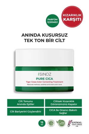 Pure Cica Tiger Grass Ton Eşitleyici Yoğun Onarıcı Yatıştırıcı Kızarıklık Karşıtı Yüz Kremi 15 ml - Sinoz