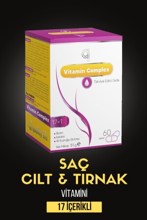 Ql Hair Vitamin Complex 60 Tablet Biotin Keratin Selenyum Çinko Folik Asit Saç Dökülmesi Vitamini QLHVC - 1