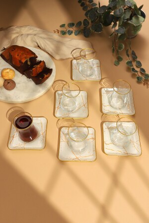 Quadratisches Teeservice aus weißem Marmor, neu. Quadratisches Teeservice aus weißem Marmor. - 1