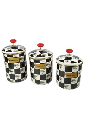 Qualıta-kıng Emaye Damalı 3'lü Lux Kavanoz Seti LH-22-ACR1 - Lilac Home