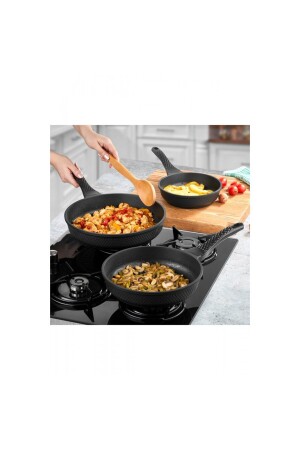 Quarz 3-teiliges Pfannenset aus Gusseisen mit Titanbeschichtung, feuerfest, antihaftbeschichtet, 20 24 28 cm, 134101 - Amboss