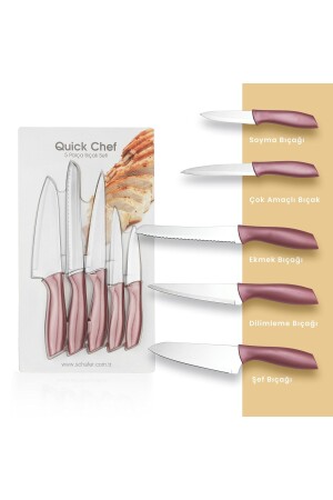Quick Chef Bıçak Seti-5 Parça-Rosegold - Schafer