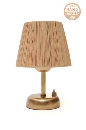 Rafya Hasır Pilli Abajur Kablosuz Masa Üstü Gece Lambası (püskülsüz) - Stork Woods