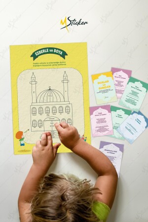 Ramazan Ayı Bulmaca Seti 16 Adet Dua Kartı- 5 Farklı Eğitici Bulmaca- Yaz Sil Tahta Kalemi Hediyeli - 6