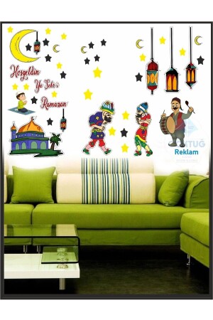 Ramazan Ayı Temalı Cam Duvar Süsleri Hoşgeldin Ramazan Sticker Seti 50 x 97 - 3