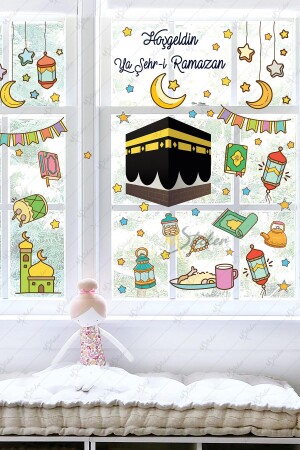 Ramazan Ayı Temalı Süsleme- Kabe Ve Ramazan Figürleri Cam Duvar Sticker Seti R5 - 2