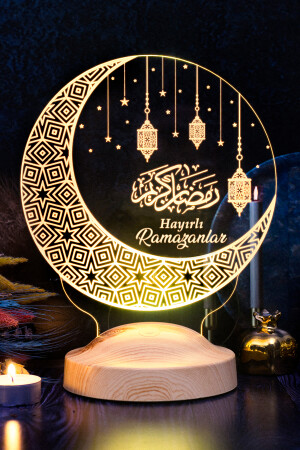Ramazan Hediyesi Kandilli- Hayırlı Ramazanlar Hilal & Kandil Tasarımlı Hediye Led Gece Lambası - 1