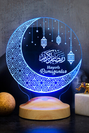 Ramazan Hediyesi Kandilli- Hayırlı Ramazanlar Hilal & Kandil Tasarımlı Hediye Led Gece Lambası - 3