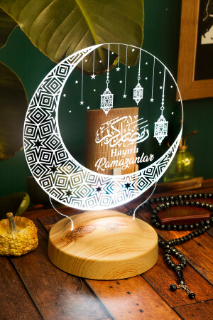 Ramazan Hediyesi Kandilli- Hayırlı Ramazanlar Hilal & Kandil Tasarımlı Hediye Led Gece Lambası - 5