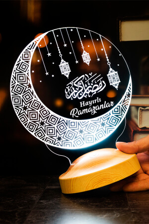 Ramazan Hediyesi Kandilli- Hayırlı Ramazanlar Hilal & Kandil Tasarımlı Hediye Led Gece Lambası - 6