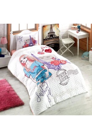 Ranforce 4 Dört Mevsim Kapitoneli Nevresim Takımı Tek Kişilik Kız 005810 - Kristal