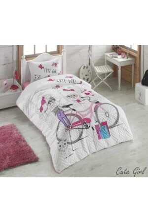 Ranforce 4 Dört Mevsim Kapitoneli Nevresim Takımı Tek Kişilik Kız 005810 - Kristal