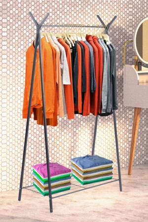 Retohome Ayaklı Raflı Konfeksiyon Askısı 1820S - Retodesign