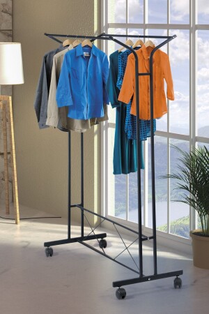 Retohome V Konfeksiyon Ayaklı Tekerlekli Askı Siyah - Retodesign