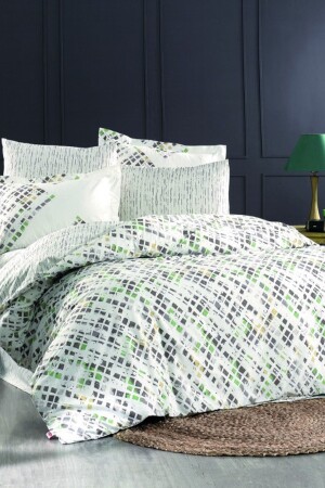 Rithym Poplin Çift Kişilik Nevresim Takımı - Yeşil EFB-RTL-HBY-ÇKPNVR-RTHYM - Hobby