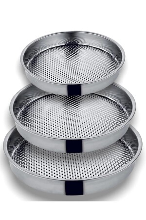Rohes Fleischbällchen-Tablett und Becken, 3er-Set, 39–42–44 cm - Yıldız çelik