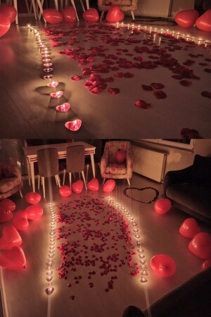 Romantik Süsleme Ev Oda Dekorasyon Paketi Sürpriz 14 Şubat Sevgililer Günü Evlilik Teklifi Yıldönümü tye1201212335 - 3