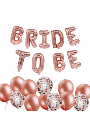 Rose Gold Bride To Be Konfetili Folyo Balon Set BYS000001129 - 1