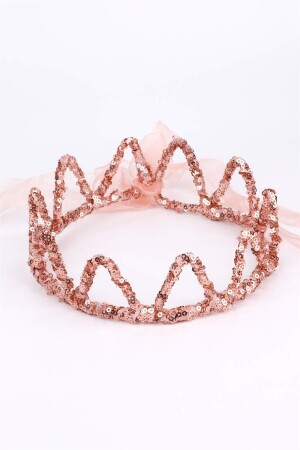 Rose Yuvarlak Payetli Kız Çocuk Kraliçe Taç - Le Mabelle