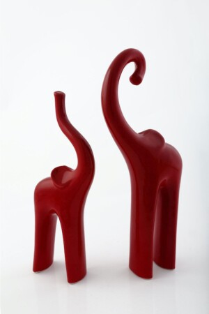 Rote Doppel-Elefant-Figur, Keramik-Figur, Geschenk, Büro-Figur, Heimdekoration, dekorative Figur - Genel Markalar