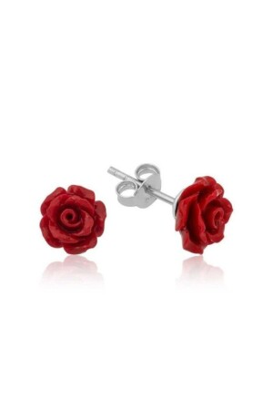 Rote Rosen-Ohrringe aus 925er-Sterlingsilber - Bilsen Store