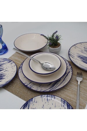 Royal 24-teiliges Tafelservice für 6 Personen – Gemustertes Kobaltgeflecht ARN24PRCYT91 - Arna Porselen