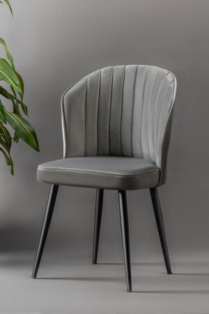 Rubi Stuhl – Babyface Grau – Schwarzes Metallbein rubisandalye - Mymassa