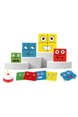 Rubik Emoji Bulmaca Oyunu 16 Küp 64 Kart Ve Zil Eğitici Oyuncak edoyrubikemoji3 - 2