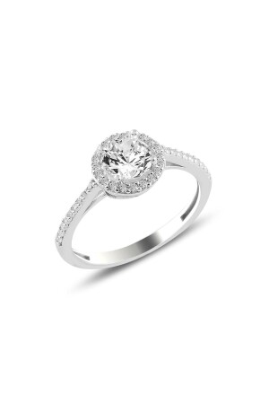 Runder Ring aus Rhodium und Zirkonstein aus Silber - Söğütlü Silver