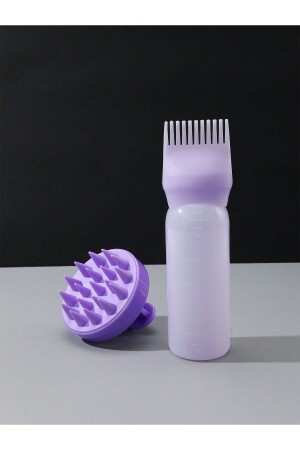 SAÇ BAKIM YAĞI APLİKATÖRÜ 6 OZ. PLASTİK ŞİŞE MOR -MOR MASAJ TARAGI 2 Lİ SAÇ BAKIM PAKETİ - Ravenna
