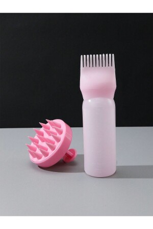 SAÇ BAKIM YAĞI APLİKATÖRÜ PLASTİK ŞİŞE PEMBE -PEMBE MASAJ TARAGI 2 Lİ SAÇ BAKIM PAKETİ - Ravenna