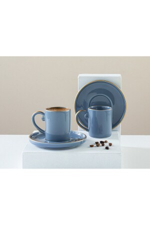 Sacha Porzellan-Set mit 2 Kaffeetassen, 85 ml, Blau, 10036363 - English Home