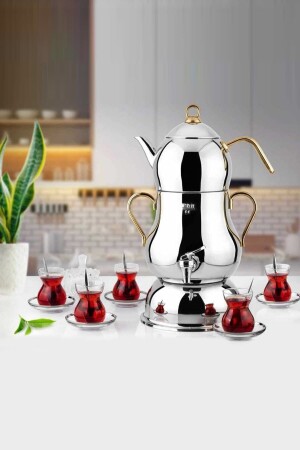 Şahmeran 4 Lt Elektrikli Semaver Çelik Çay Makinesı Çay Otomatı - Lines