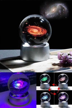 Samanyolu Galaksi Toz Bulutu Nebula Işıklı Cam Küre- Işıklı Kristal Top 6 Cm Çapında - Yiğit Ticaret