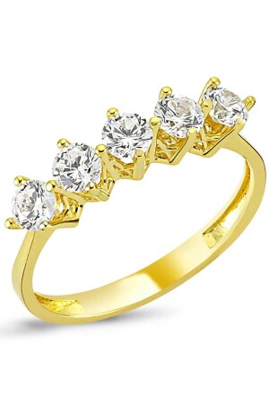 Sarı Altın Kaplama Gümüş Beştaş Yüzük Sevgiliye Eşe Hediye Wsr118 - Takı Dükkanı