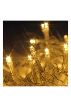 Sarı Işıklı Ramazan Bayramı Led 10 Metre Kablolu Fişli 100 Ledli Lamba 8 Modlu Fonksiyonlu Günışığı - 4
