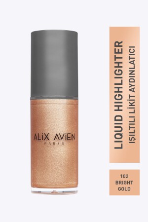 Sarı Işıltılı Likit Aydınlatıcı - Liquid Highlighter 102 - Yüz & Vücut için - 45 ml - Alix Avien