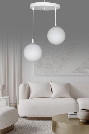 Sarkıt Tepsi Beyaz 2'li Beyaz Camlı Avize SEF159 - ŞL Şef Light