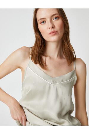 Satin-Pyjama-Oberteil mit Trägern, Jacquard-V-Ausschnitt - Koton