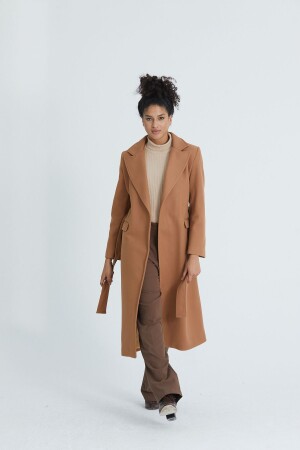 Schärpe Krawattenstempel Langer Mantel Braun 1300 - Soydan Güner