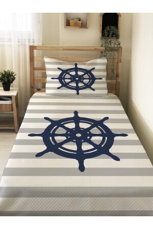 Schiffshelm, gemustert, für Babys und Kinder, bedruckt, Einzel-Piqué-Set, 160 x 230 cm, Grau - Evmila