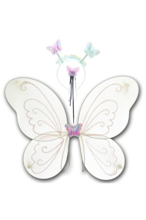 Schmetterlingsflügel – Zauberstab und Krone, 3er-Set – Weiß - Süsle Baby Party